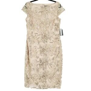Marina Rinaldi Sequin Embroidered Cocktail Sheath Dress Women's Size 10 New with